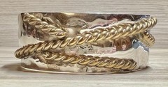 Southwestern Louis Booth Sterling Silver & Brass Twisted Rope Cuff Bracelet