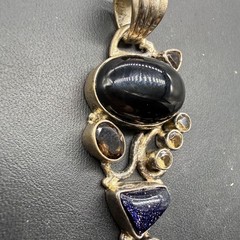 Handcrafted Pendant Semi-Precious Stones Statement 2.5 inches Boho Ethnic
