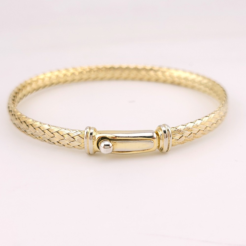 Dyadema Sterling Silver Gold Vermeil Mesh Braided Weave Basket 6.5″ In Bracelet