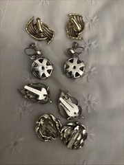 Lot Of 4 Silver Tone Vintage Clip, Screw Back, Signed Earrings. Coro, Lisner