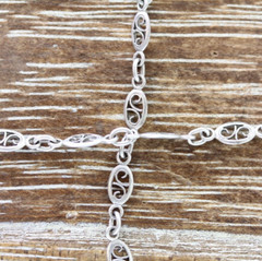 VINTAGE FILIGREE STERLING SILVER 925 CHAIN LINK ANKLET BRACELET 11.25″ STACK