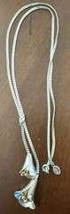 Vintage Avon Lariat Double Calla Lily Necklace Silver two tone