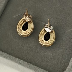 Ross Simons 925 Sterling Silver Gold Vermeil Smoky Quartz Diamond Stud Earrings