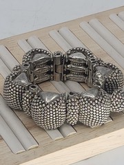 Antique Rajasthan Tribal Sterling Silver Granulated Bracelet 290g Handmade 6.75