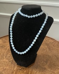 Opaline Opalescent Glass Beaded Vintage Necklace 32” Long