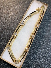 Vintage Jewelry Signed MONET Gold Tone Black And Gemmed Necklace 17.75”