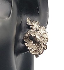 Lisner Wavy Leaves Climber Clip On Earrings Textured Silver Tone Vintage