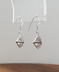 VTG 925 Lead Crystal 1in Drop Earrings Sterling Silver 2gtw Brilliant Faceted
