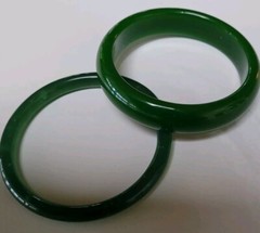 Vintage 2 X 62mm Tubular Jade Look Green Glass Bangle 82 Grams