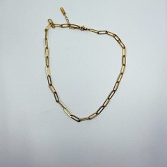 VTG Modern Minimalist Gold Tone Metal Paperclip Link Chain Necklace Adjustable