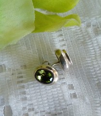 Vintage 925 Sterling Silver Peridot Pierced Post Stud Earrings