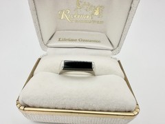 Vtg Sterling Silver Black Stone Ring Signed 925 MB? Minimalist Simple S7.5 Read