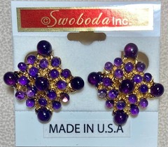 AUTHENTIC SWOBODA EARRINGS ~ AMETHYST ~ CLIP ON ~ STUNNING!