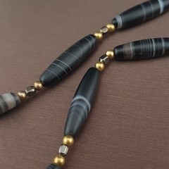 Vintage Tiny Sulaimani Natural Eyes Agate Beads Necklace 24in 6.2–24.2mm