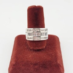 Vtg Sz 8 Ring Wide Band Cocktail Cubic Zirconia Baguettes Fashion Jewelry
