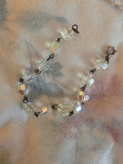 Vintage Faceted Crystal Aurora Borealis Necklace, Clip Earrings, Bracelets