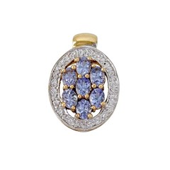 Oval Tanzanite Cluster Pendant | Diamond | Gold Tone Sterling Silver 925