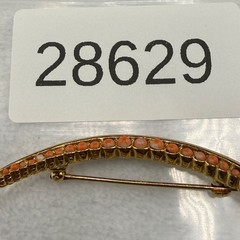 Vintage Crescent Moon Brooch Gold Tone Orange Coral?