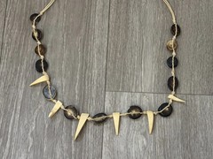 Vintage Handmade Knotted Carved Shell Boho Tribal Necklace