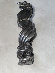 Vintage Signed Margot De Taxco Sterling Silver Hinged Bangle Bracelet