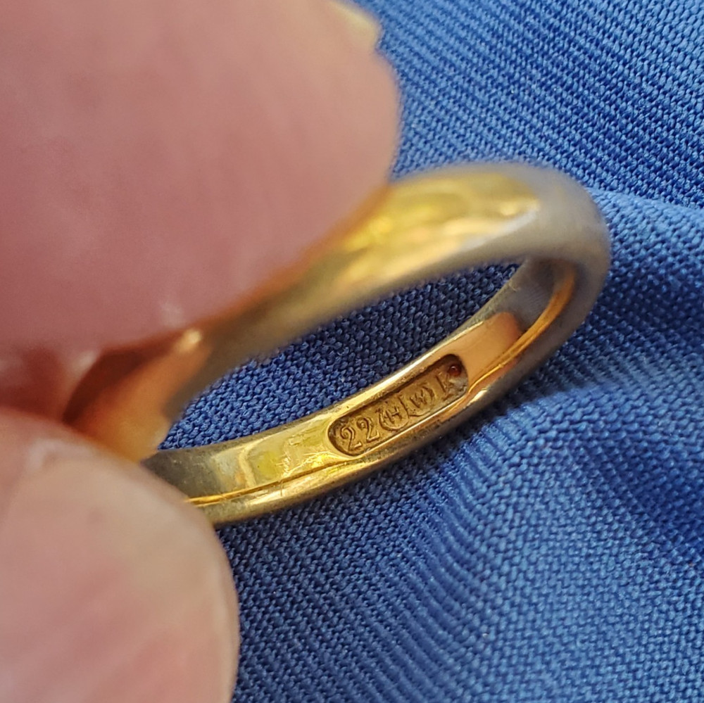 Original 22 KARAT SOLID GOLD Deco Wedding Band Size 7 Anniversary Ring 6.31 Gram
