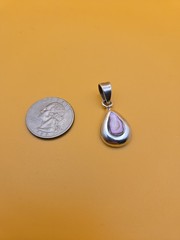Mexico Sterling Silver 950 Abalone Shell Teardrop Pendant Charm @1″