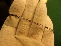 GORGEUOS LADY’S RHODIUM & GOLD PLATED STERLING SILVER “TINY PANEL LINK” BRACELET