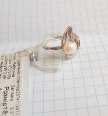Vintage Beautiful Ring with pearl Sterling Silver 925 test Women Jewelry siz 8.5