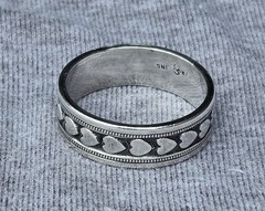 Vintage Sterling Silver J D SCHLANG CO Art Deco Heart Band Ring Sz 7.25