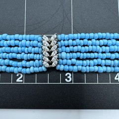 Ross-Simons Blue Bead w/Marquise 6-Strand 925 Silver Necklace 17 & Bracelet 7.25