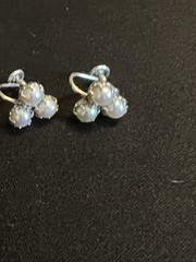 Vintage Signed JMS 1/20 12kt Gold Filled Pearl Screw Back Earrings