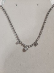 Rhinestone Choker Necklace Silvertone 1950s-1960s Vintage 15 Inches Hook Clasp