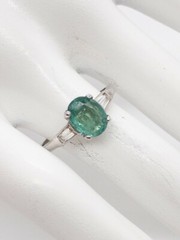 Vintage 1950s $5000 2.30ct Colombian Emerald Diamond Platinum Wedding Ring