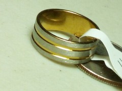 Vintage Stainless Steel Mens Ring Art Deco Line Color In Photo Size 6.25 B2