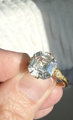 Art Deco Style 3.5Ct Asscher Cut Lab Created Diamond 14K Gold FN Engagement Ring