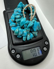 Old Pawn Kewa Sleeping Beauty Turquoise Nugget Olive Heshi Shell 24″ Necklace