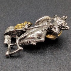 Vintage Pin Tie Tack Winking Cartoon Fox HL Libby RD 1984-85 Silver & Gold Tone