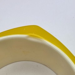 Vintage Yellow Lucite Bangle Bracelet Chunky Asymmetrical Geometric 8.5 in