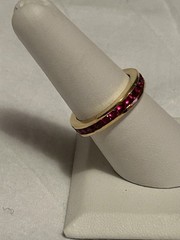 Vintage 925 Sterling/Thailand Ruby Red Channel Set Eternity Band Ring size 7