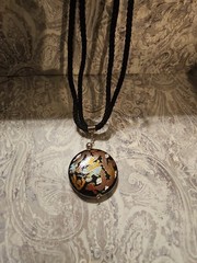 Vintage Double Sided Dragon Design Cloisonne Pendant Necklace 16.5″ Long