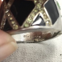 Vintage 18K HGE Plated Enamel & Crystals Unique Bold X Look Ring varied sizes