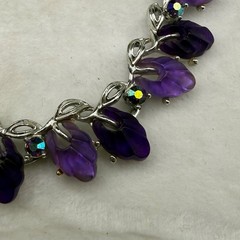 Vintage Thermoset Necklace Purple Rhinestone Special Piece Adjustable 17”