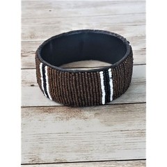 Vintage Bracelet / Bangle Chunky Beaded Bracelet Brown, Black, White