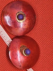 Vintage Tulla Boothe Round Copper & Stone Post Earrings