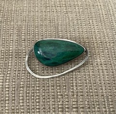 Vtg Modernist 925 Signed Israel Eilat Stone Green Brooch Pendant 10g