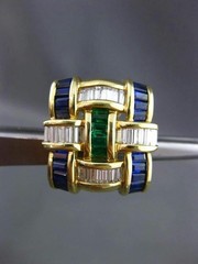 ESTATE 5.30CT DIAMOND AAA MULTI GEM 14KT YELLOW GOLD SQUARE INTERTWINED EARRINGS