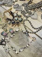 Vintage & Modern Statement Jewelry Lot Boho, Tribal Rhinestone Necklace Bracelet