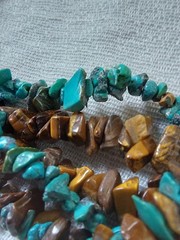 Vtg 80s EsMor Signed Multi-Strand Turquoise/Tiger’s Eye Boho Statement Necklace