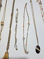Vintage Lot 12 Costume Jewelry Pendants with Chains Unique Assortment! NICE!