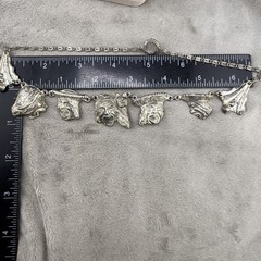 Vintage Peruvian Art Necklace Faces Figural Silver Tone 16”